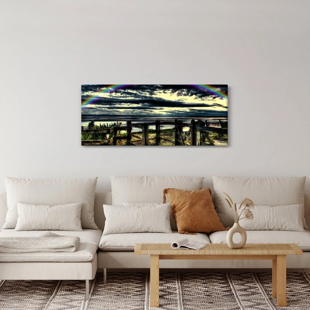Obraz dúhy nad morom (120x50 cm)
