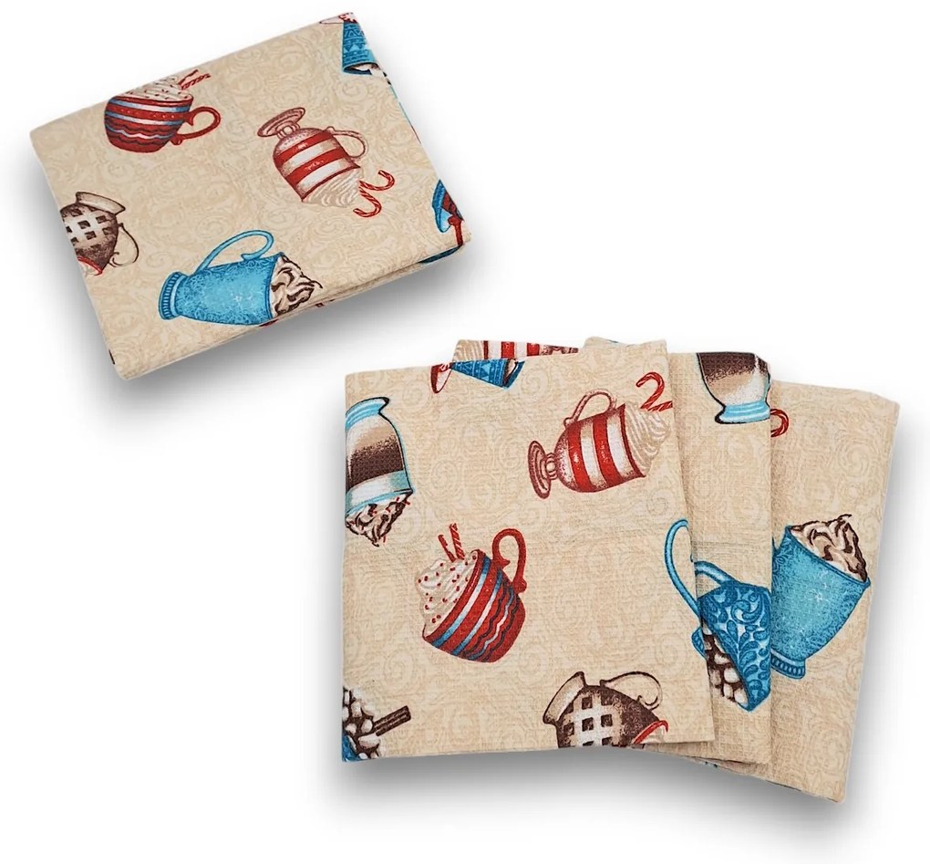 usporadejto.cz 6 ks vaflových kuchynských utierok + úložný box - KÁVA