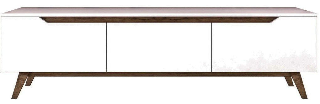 TV stolík/skrinka Damien (biela + orech). Akcia -19%. Vlastná spoľahlivá doprava až k Vám domov. 1072054