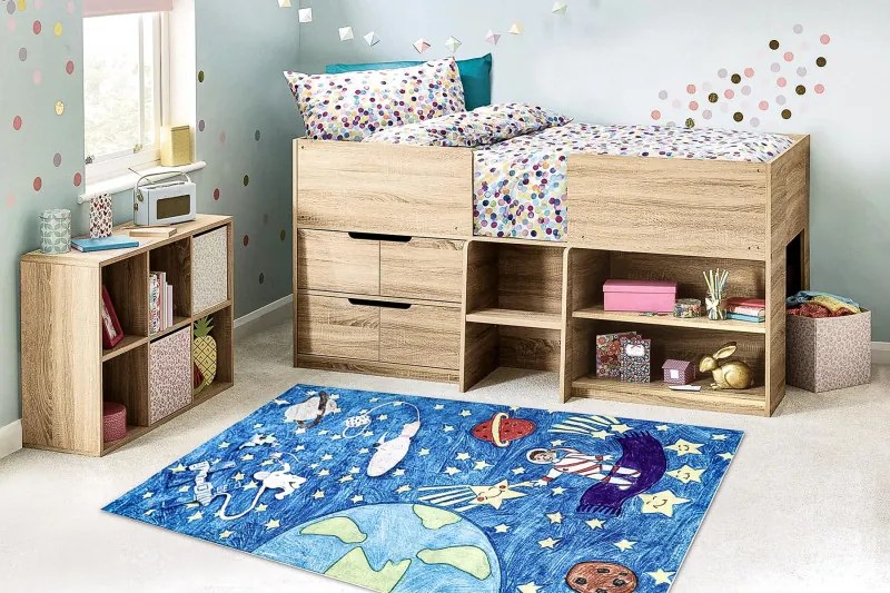Dywany Łuszczów, Detský kusový koberec Bambino 2265 Rocket Space blue, 120x170, modrá, detská izba