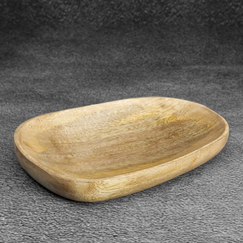 DEKORAČNÝ DREVENÝ TANIER AMAR 18X14 CM HNEDÁ