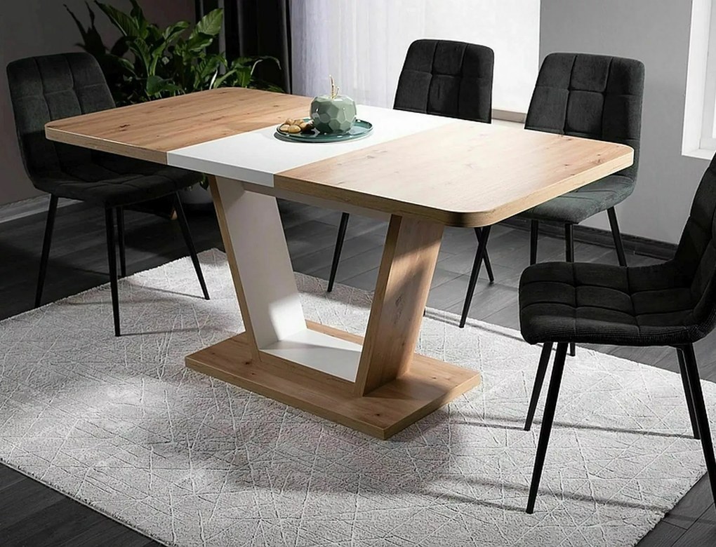 Jedálenský rozťahovací stôl 120/160 cm Nigel biely/dub artisan