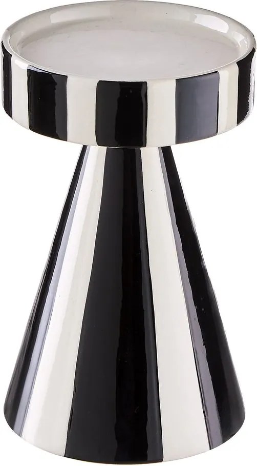 STRIPES Svietnik na stĺpovú sviečku 15 cm - čierna/biela