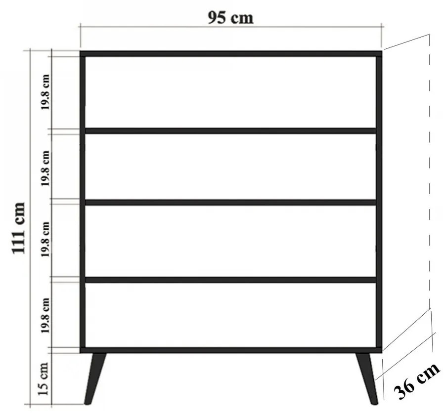 Komoda Kikos 95 cm hnedá