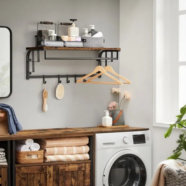 Nástenný vešiak s policou NATE hnedá/čierna