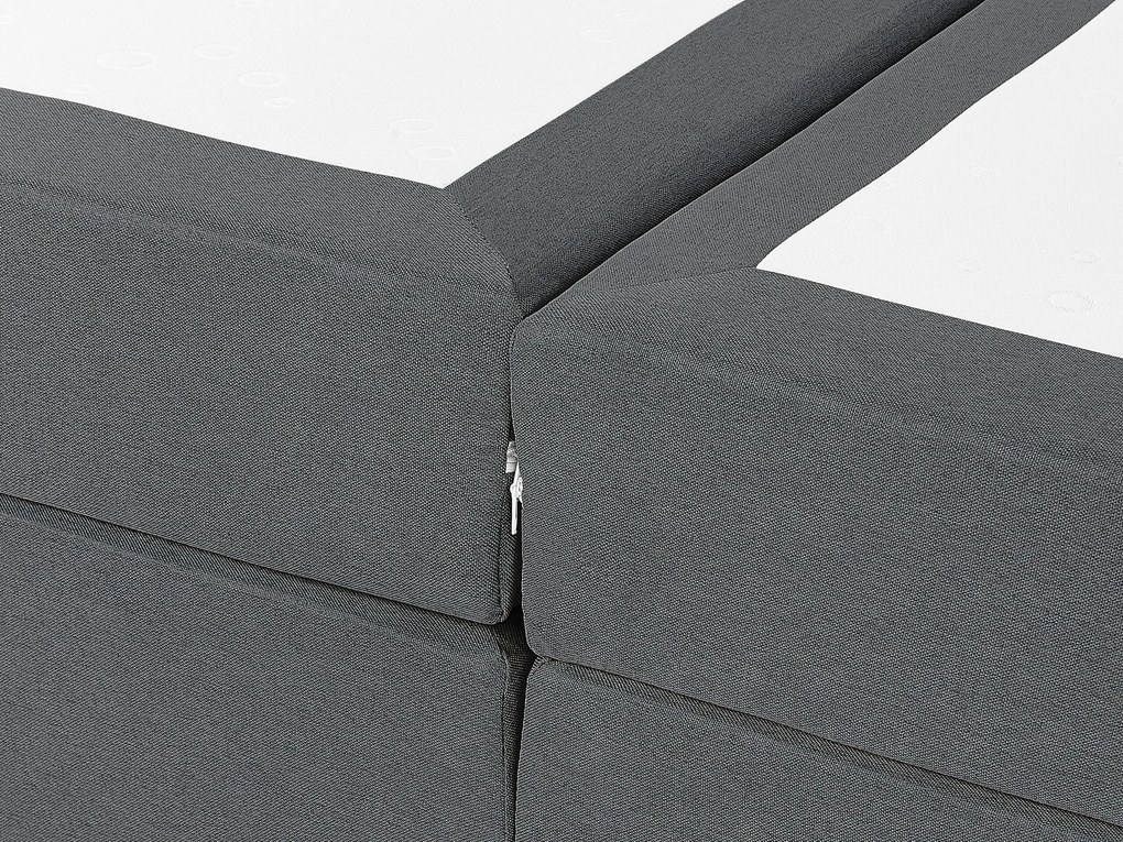 Čalúnená kontinentálna posteľ sivá 160x200 cm PRESIDENT Beliani