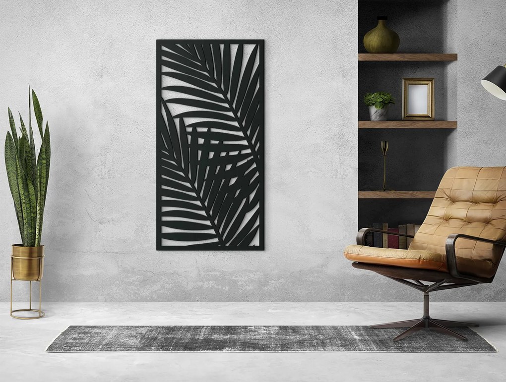 drevko 3D obraz na stenu Palmové listy Rozmer obrazu: 44,5 x 22,5 cm, Farba dekorácie: Čierna