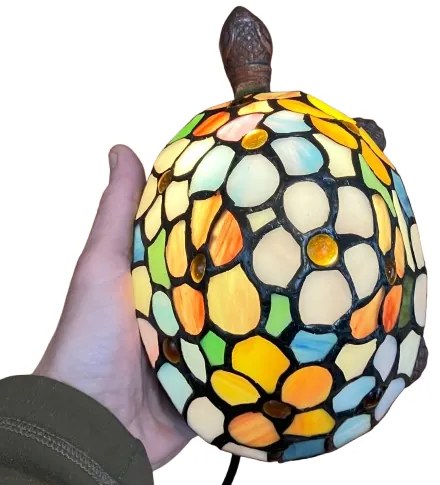 Dekoračná Tiffany lampa KORYTNAČKA KVIETKY 21*14 cm