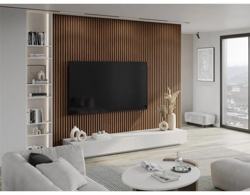 Mexen Lam-B, akustické stenové lamely 275 × 30 cm, HDF doska 4 mm, technická dyha, mahagón rubínový, S100-275307-3015-013