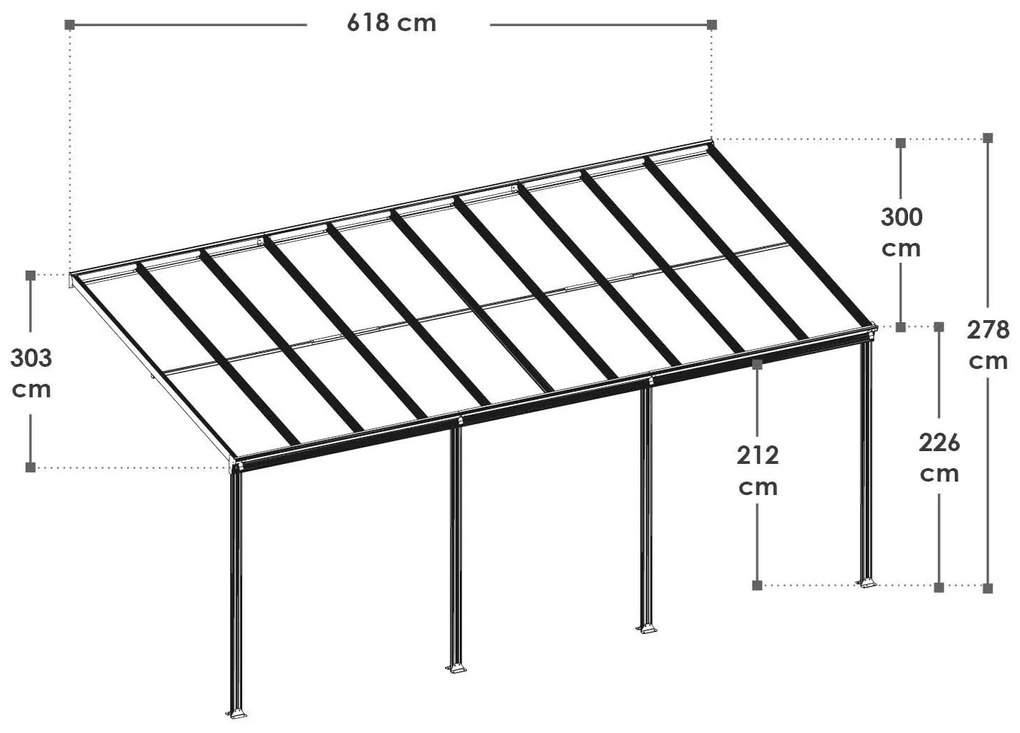 InternetovaZahrada Hliníková pergola Borneo 6x3 m - biela