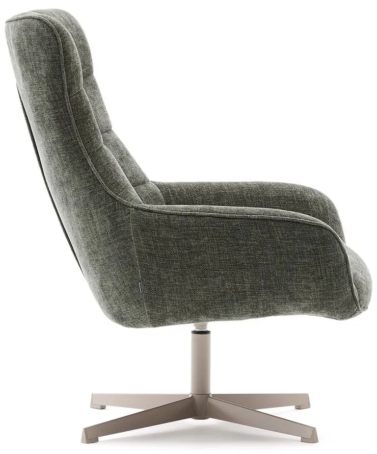 Otočné ženilkové kreslo sivozelené Teryl – Kave Home