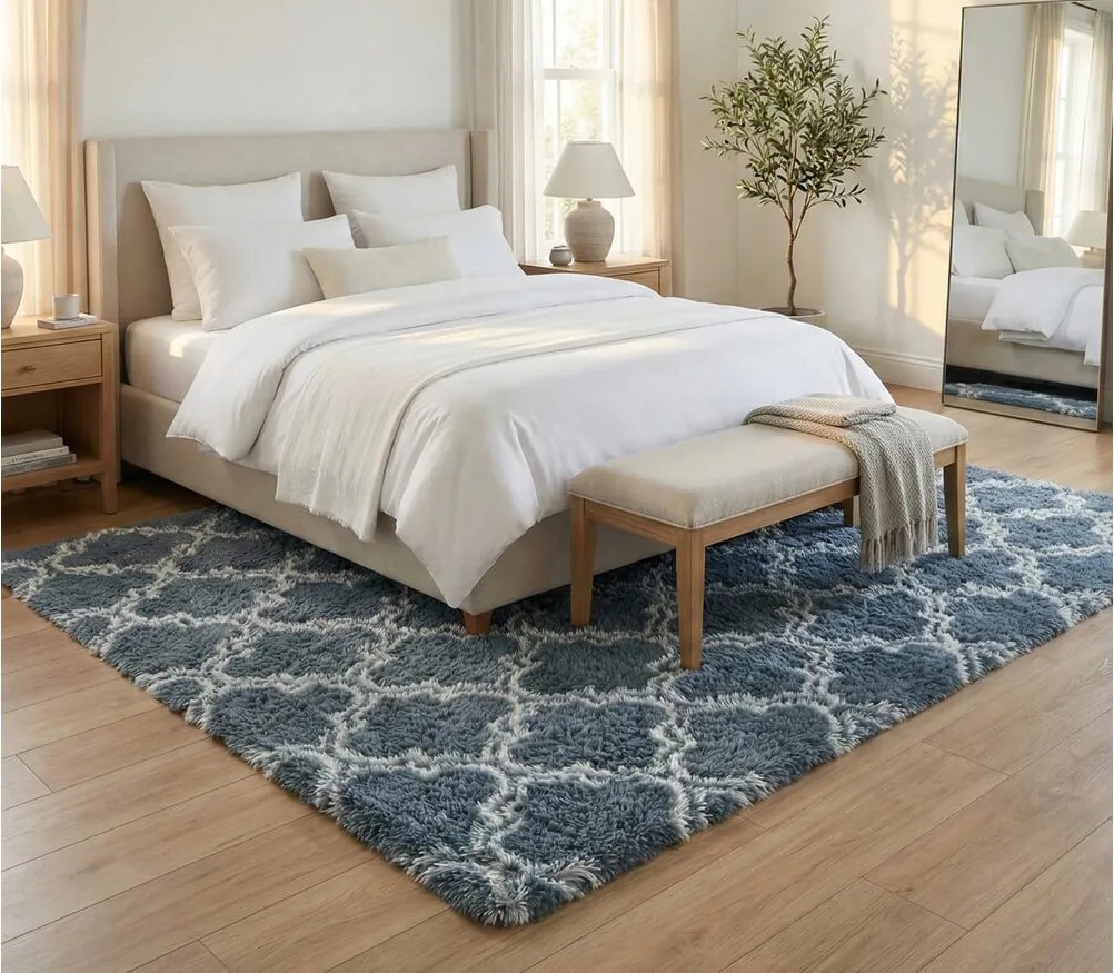 TZ Sivo-modrý vzorovaný koberec shaggy Decor Latern Rozmer: 200x250 cm