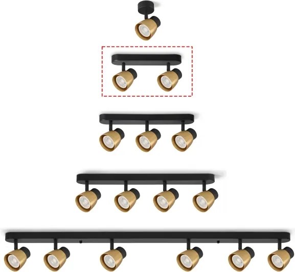 Brilagi - Bodové svietidlo NUGGET 2xGU10/30W/230V čierna/zlatá