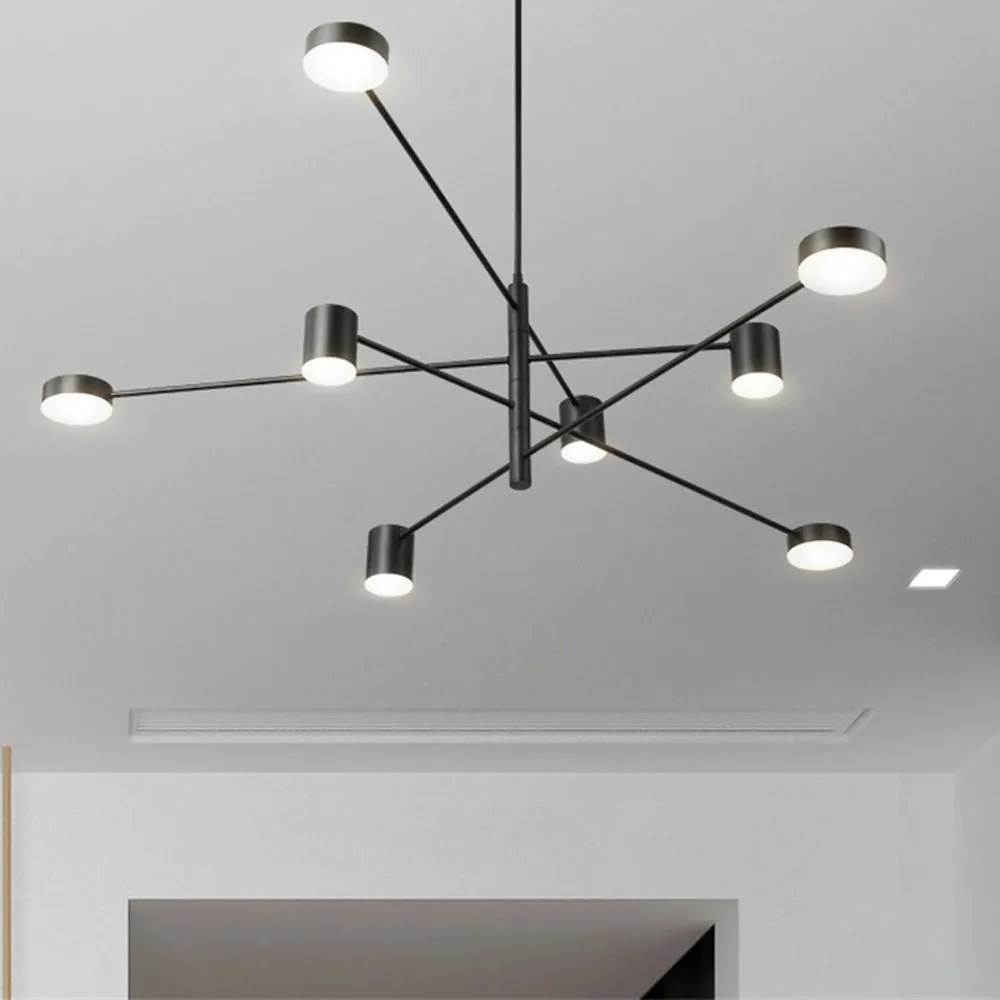 Toolight Toolight, LED stropné svietidlo s 8 ramenami 75x124 cm APP598-8C, čierna, OSW-08566
