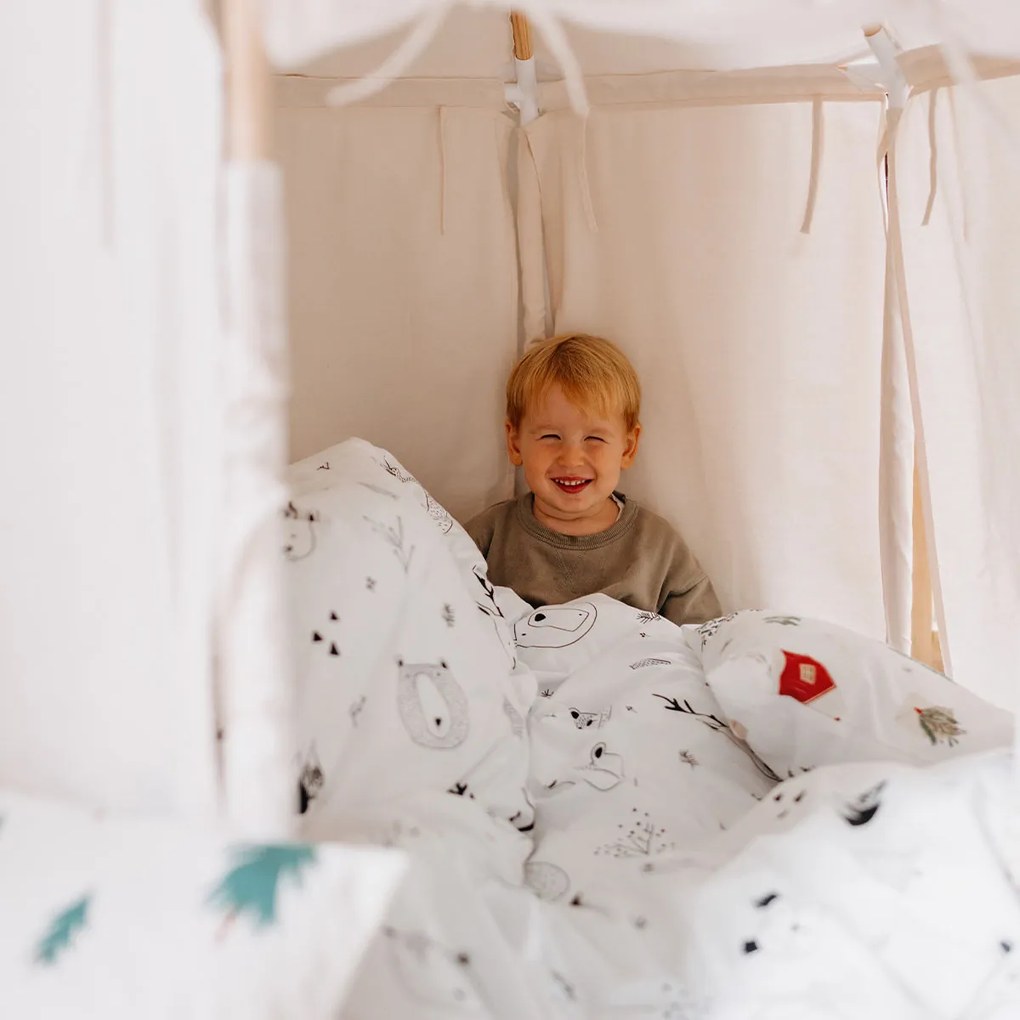 Goldea vianočné detské bavlnené obliečky - zvieratá v zimnej krajine 140 x 200 a 70 x 90 cm