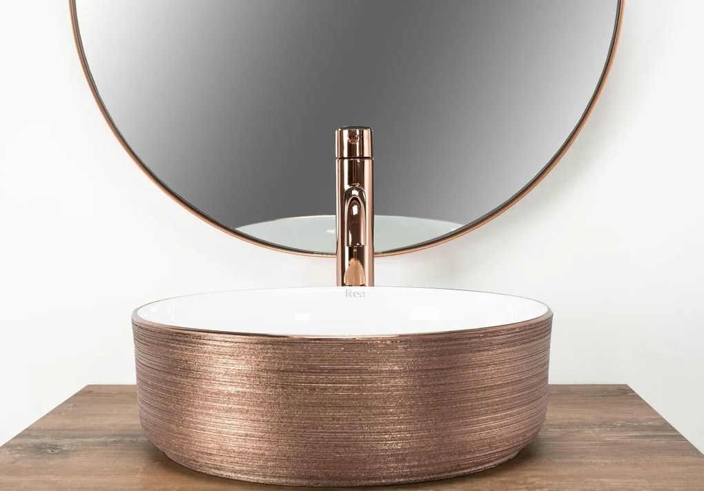 Keramické umyvadlo REA SAMI rose gold kartáčované
