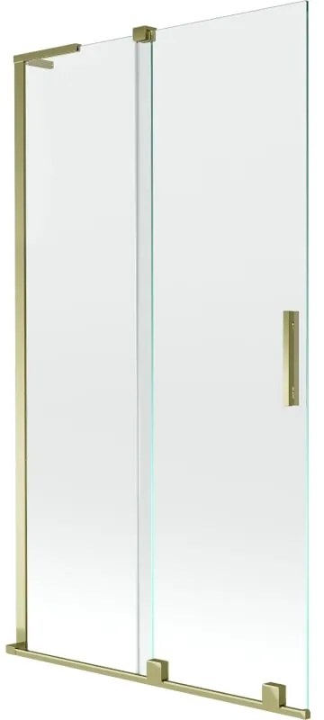 Mexen Velar L, 2-krídlová posuvná vaňová zástena 100 x 150 cm, 8mm číre sklo, zlatý lesklý profil, 896-100-003-01-50