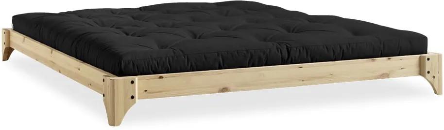 Dvojlôžková posteľ z borovicového dreva s matracom Karup Design Elan Comfort Mat Natural/Black, 160 × 200 cm