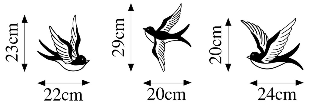 Nástenná kovová dekorácia Horskí vtáci čierna