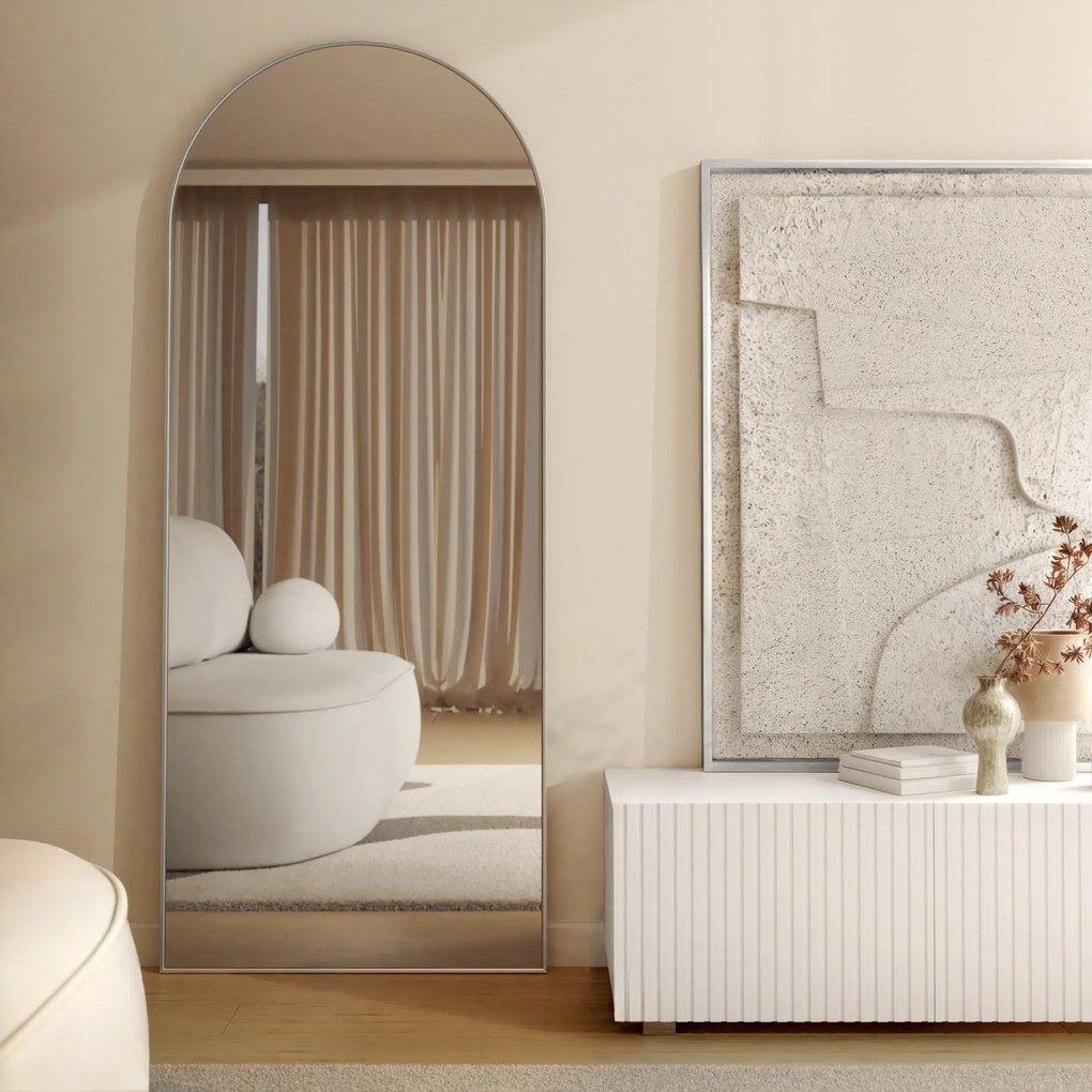 Obloukové nástěnné zrcadlo Serene II. 170x70 cm stříbrné