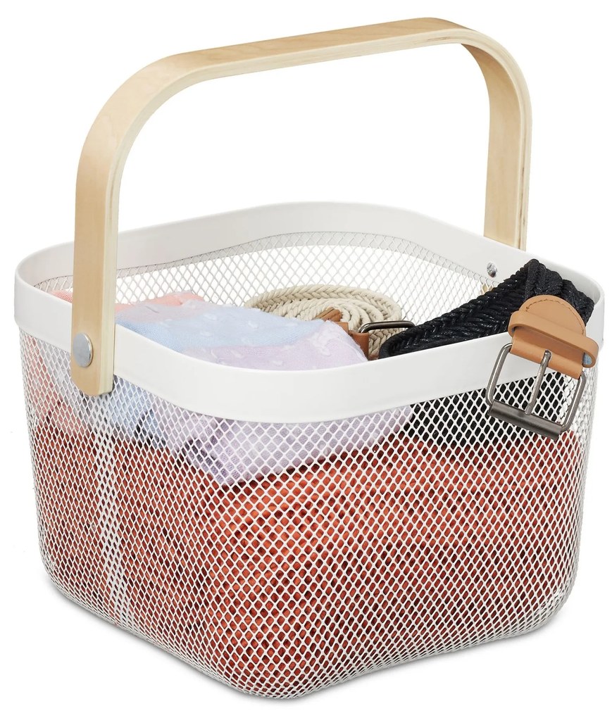 Úložný košík s rukoväťou RD31609, biela