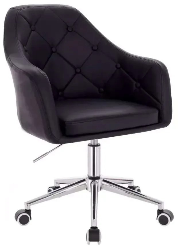 LuxuryForm DESIGN Kreslo ANDORA na striebornej podstave s kolieskami - čierne