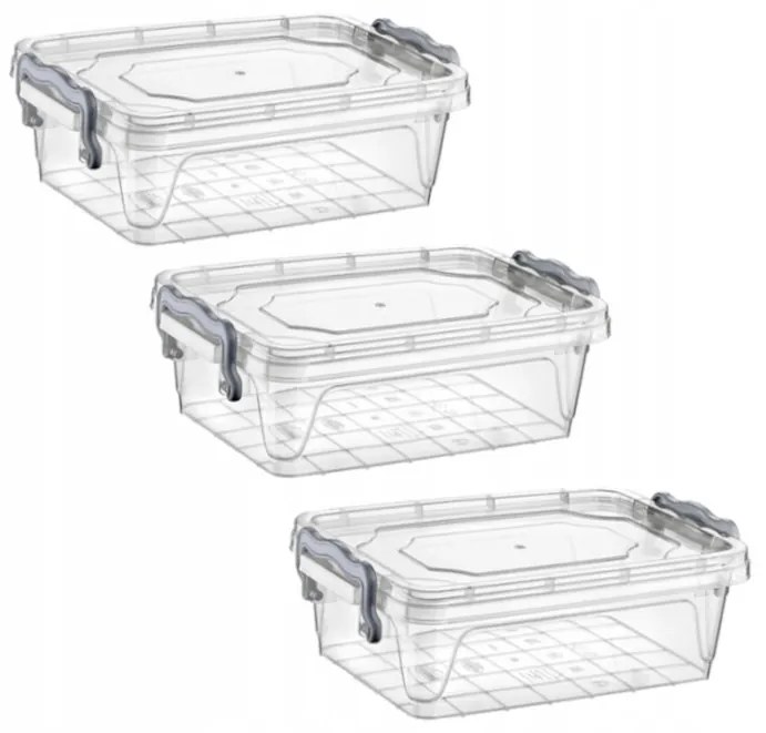 Transparentný úložný box s vekom, UHO, obdĺžnikový nízky box 5l, 30x20x13cm