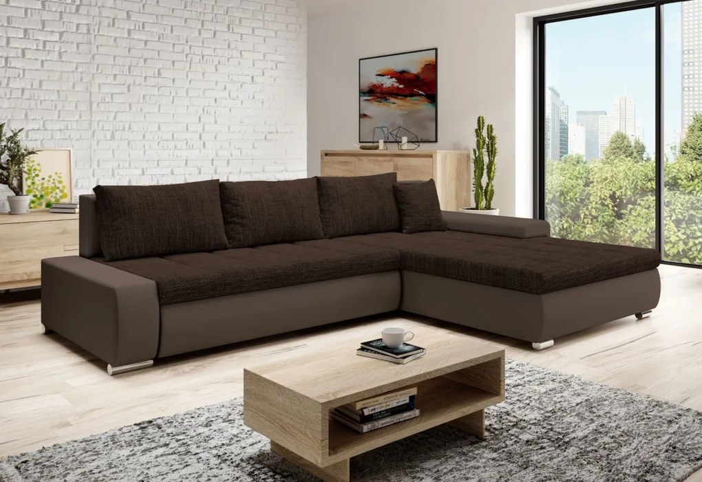 Rohová sedacia súprava TOSCANIA, 297x80x214, berlin 02/čierna ekokoža, pravá