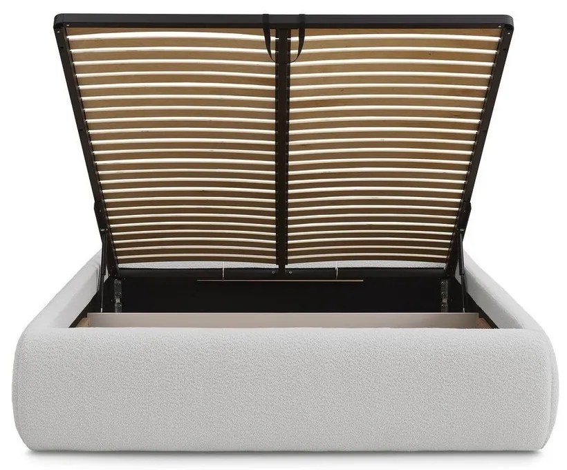 Svetlosivá čalúnená dvojlôžková posteľ s úložným priestorom/bez čela s roštom 180x200 cm Inera – Bobochic Paris