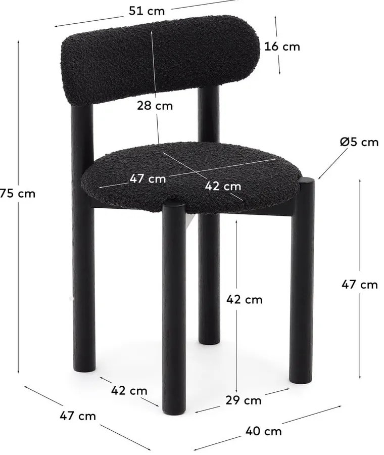 Čierne jedálenské stoličky v súprave 2 ks Nebai – Kave Home