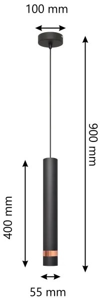 LED Luster na lanku TUBA 1xGU10/4,8W/230V čierna/medená