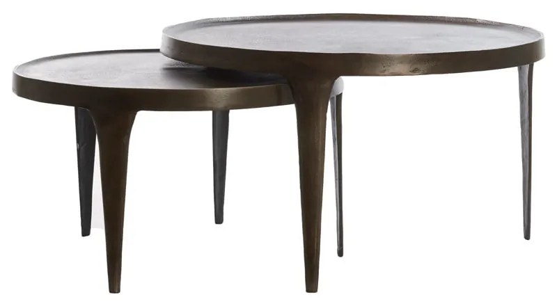 Hnedé okrúhle konferenčné stolíky v súprave 2 ks ø 75 cm Tobias – Light & Living