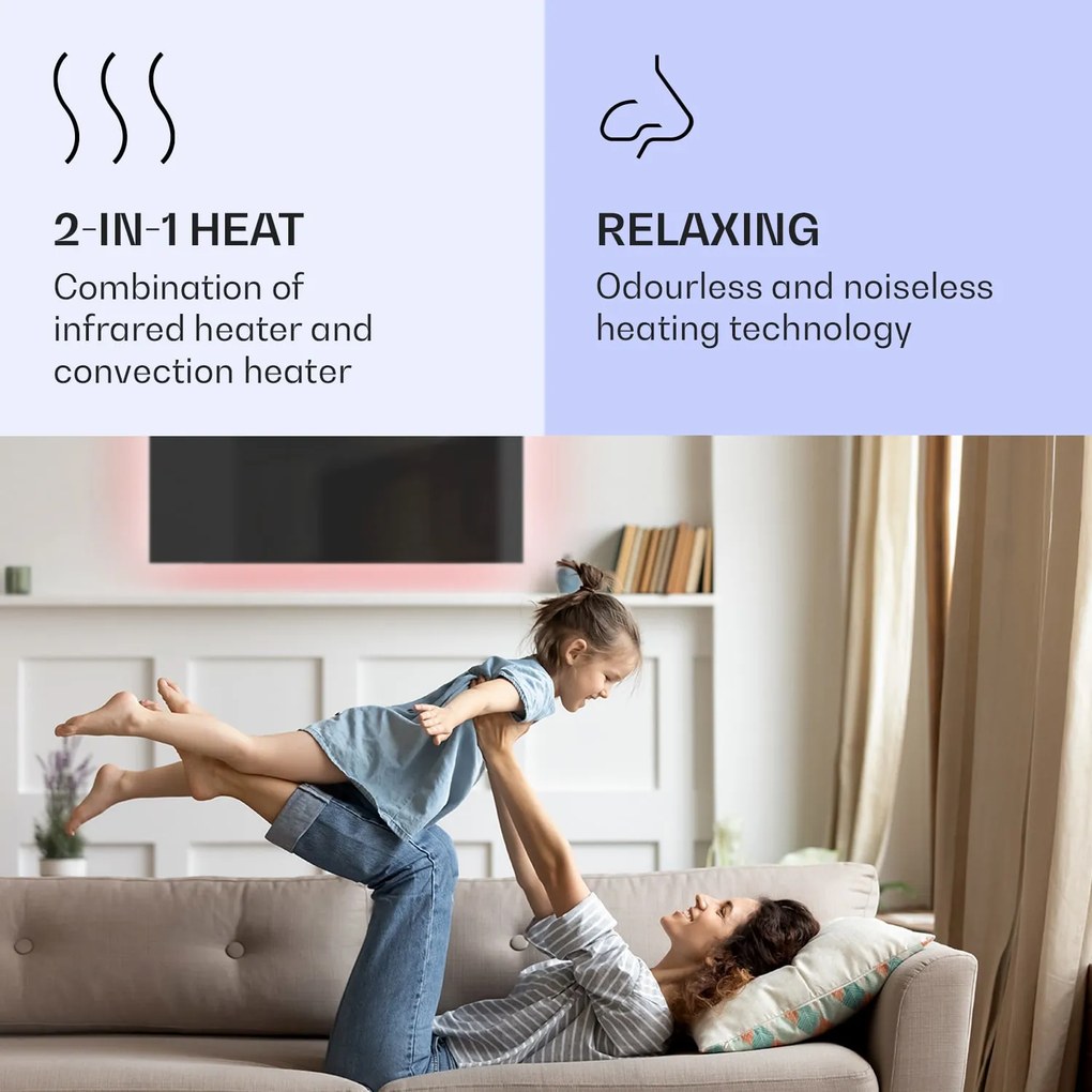 Klarstein Mojave 1000 smart, infračervený ohrievač 2 v 1, konvektor, 120 x 60 cm, 1000 W, RGB osvetlenie