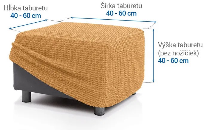 Super strečové poťahy RUBINIA zlatá taburetka (40 - 60 cm)