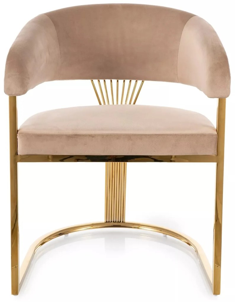 Jídelní křeslo Crown Velvet béžové/zlaté