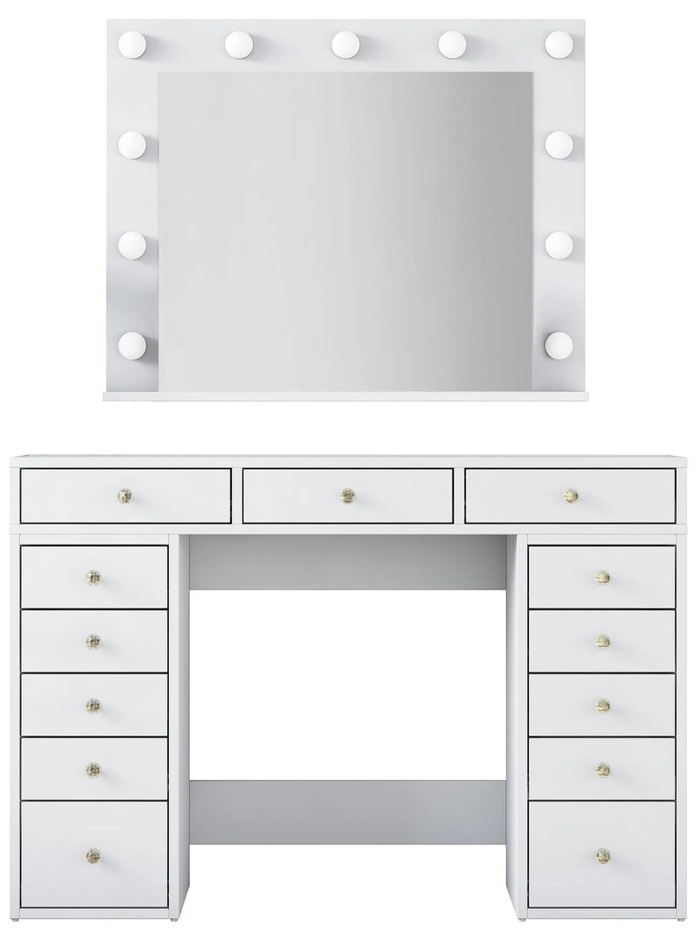 Toaletný stolík Melissa 04 s LED zrkadlom biely