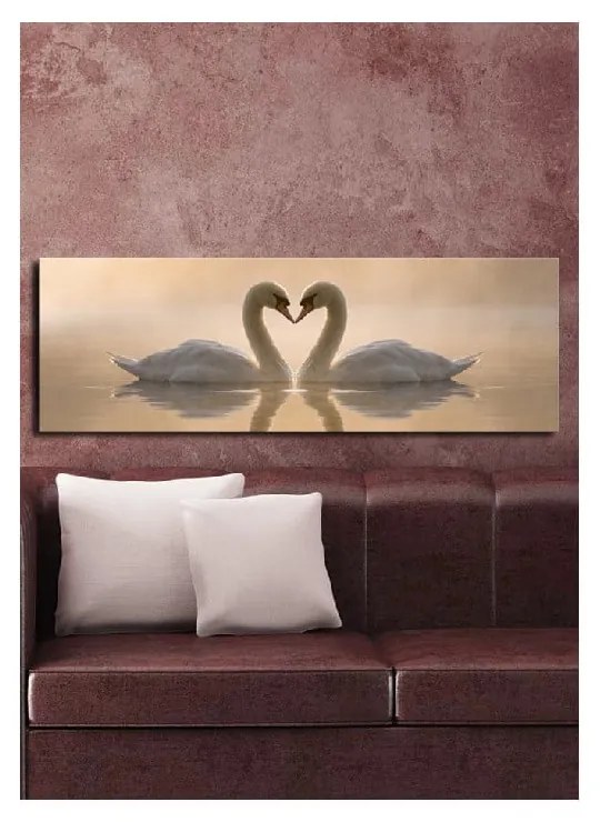 Obraz na plátne Swan Love, 90 × 30 cm