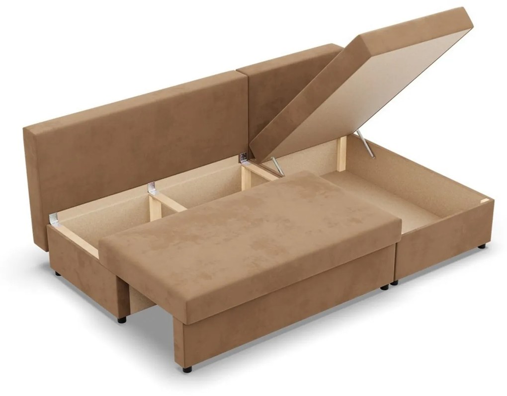 Rohová rozkladacia sedacia súprava DELI Hnedá I
