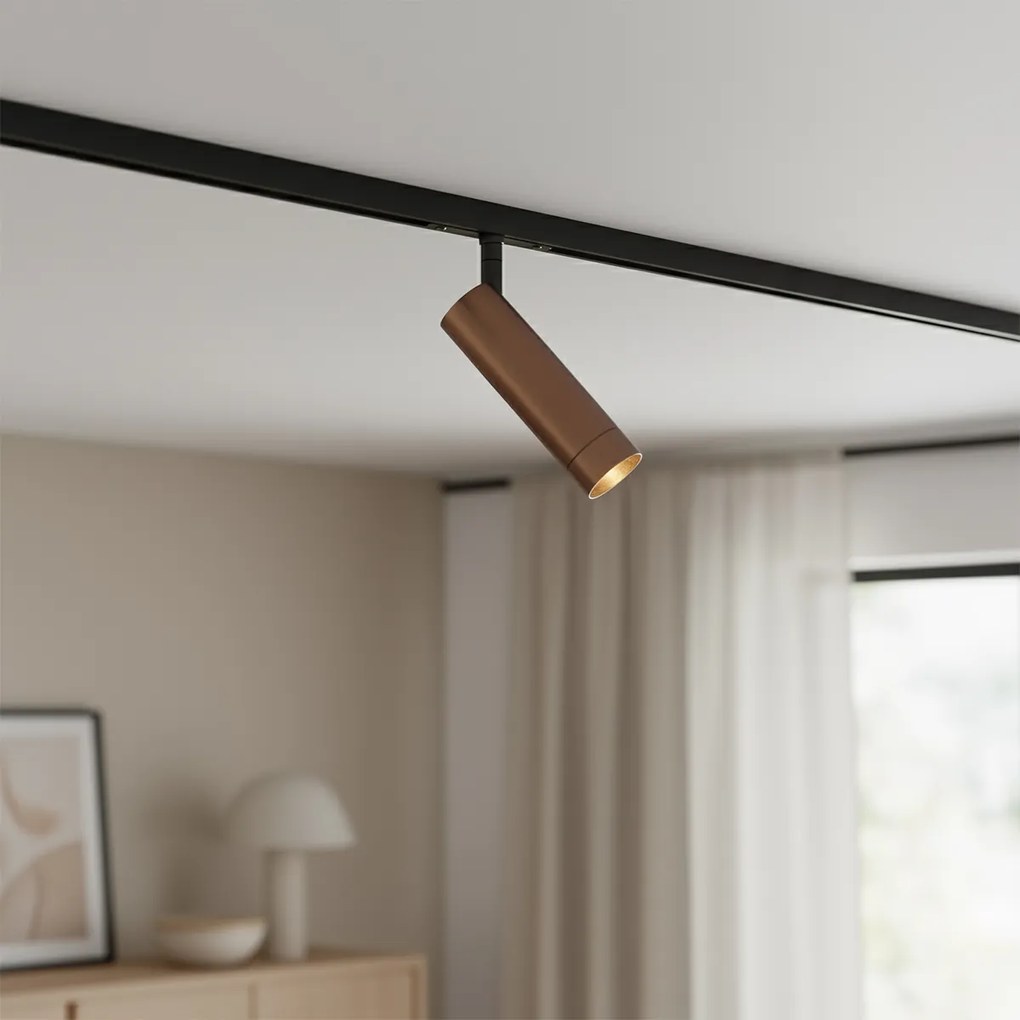 Moderný tmavý bronzový reflektor pre 1-fázový koľajnicový systém GU10 35mm - Slimline Uzzy