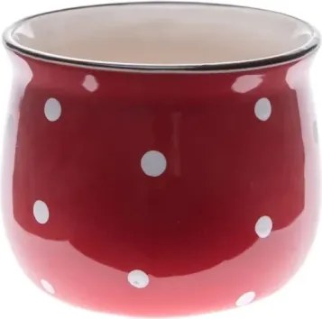 Obal na kvetináč Bodkovaný 9,5 cm, červeno-biely%