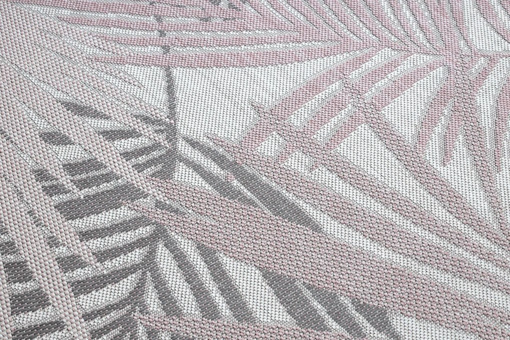 Koberec SISAL SION palmové listy, tropický 2837 ecru / ružový