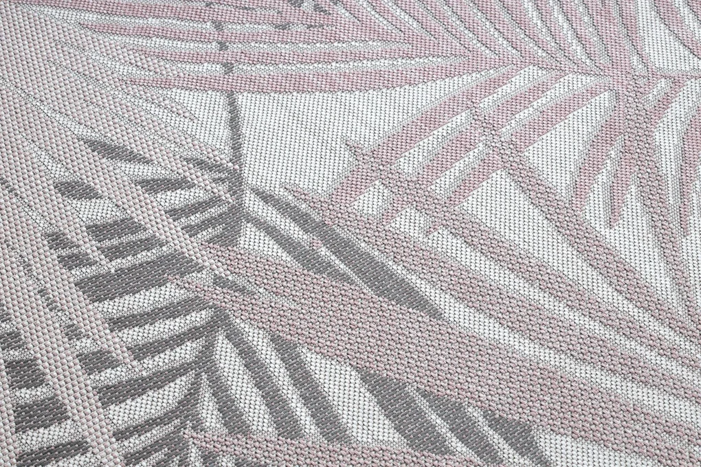 Koberec SISAL SION palmové listy, tropický 2837 ecru / ružový
