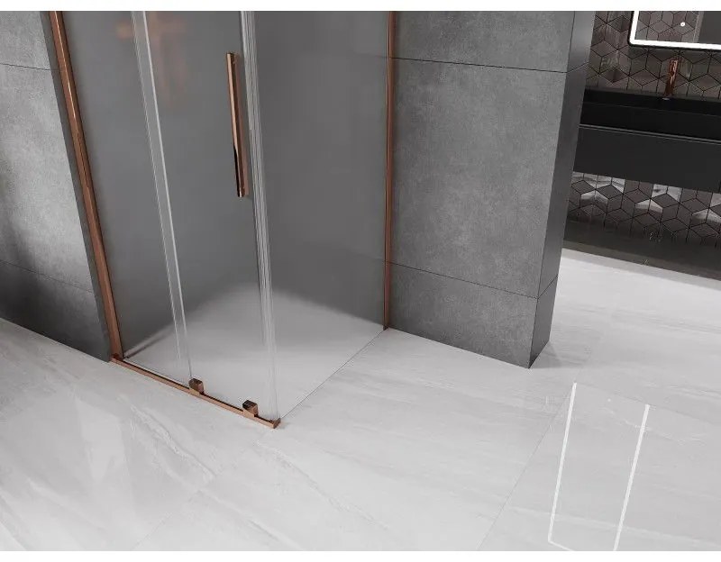 Mexen Velar, sprchový kút s posuvnými dverami 120 x 120 cm, 8mm sklo námraza, ružové zlato, 871-120-120-31-55