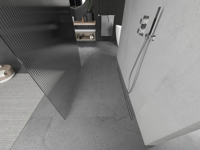 Mexen Kioto, sprchová zástena Walk-In 130 x 200 cm, 8mm sklo s rebrovým vzorom, chrómový profil, 800-130-002-01-09