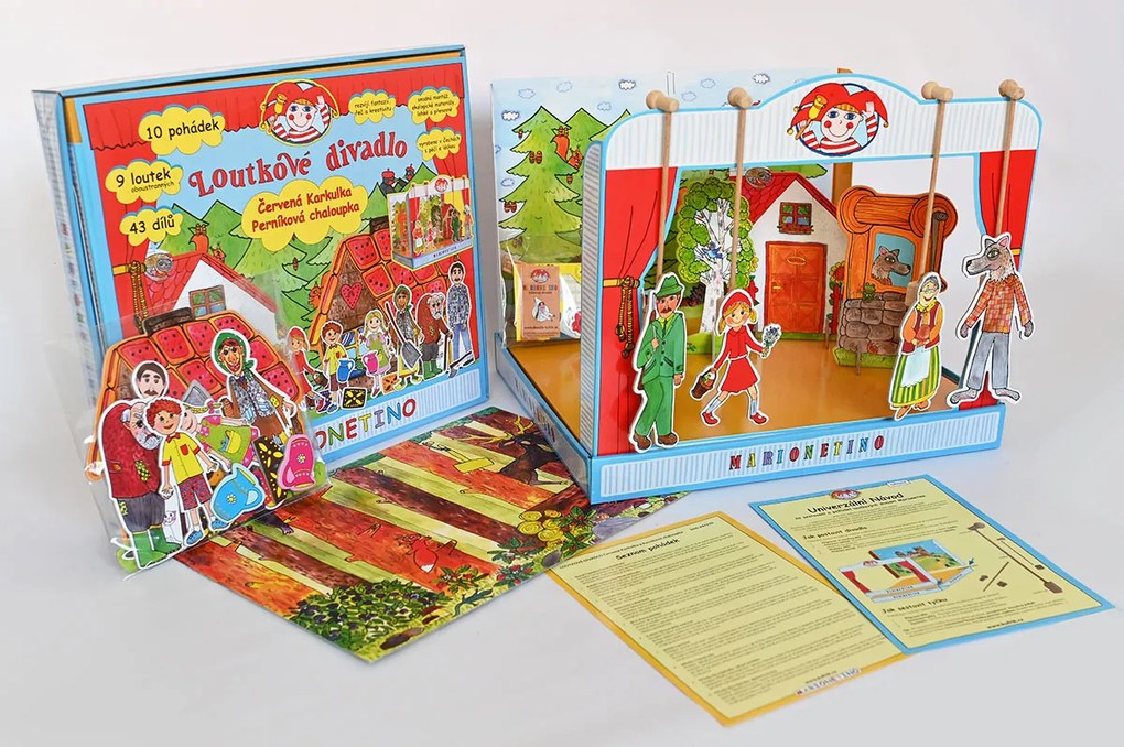 MARIONETINO Bábkové divadlo – Červená Čiapočka a Janko a Marienka (kompletný set, 9 bábok)