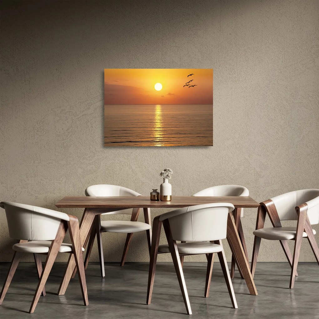 Sklenený obraz - Západ slnka nad oceánom (70x50 cm)
