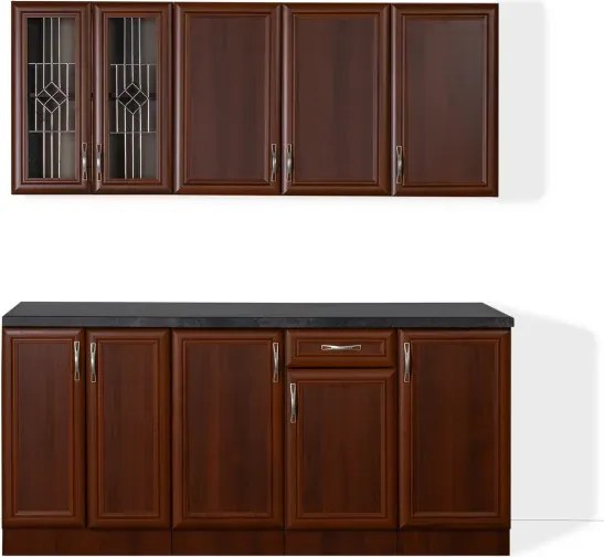 Kuchynská linka Sycilia 180, orech miláno/vulkanická čierna