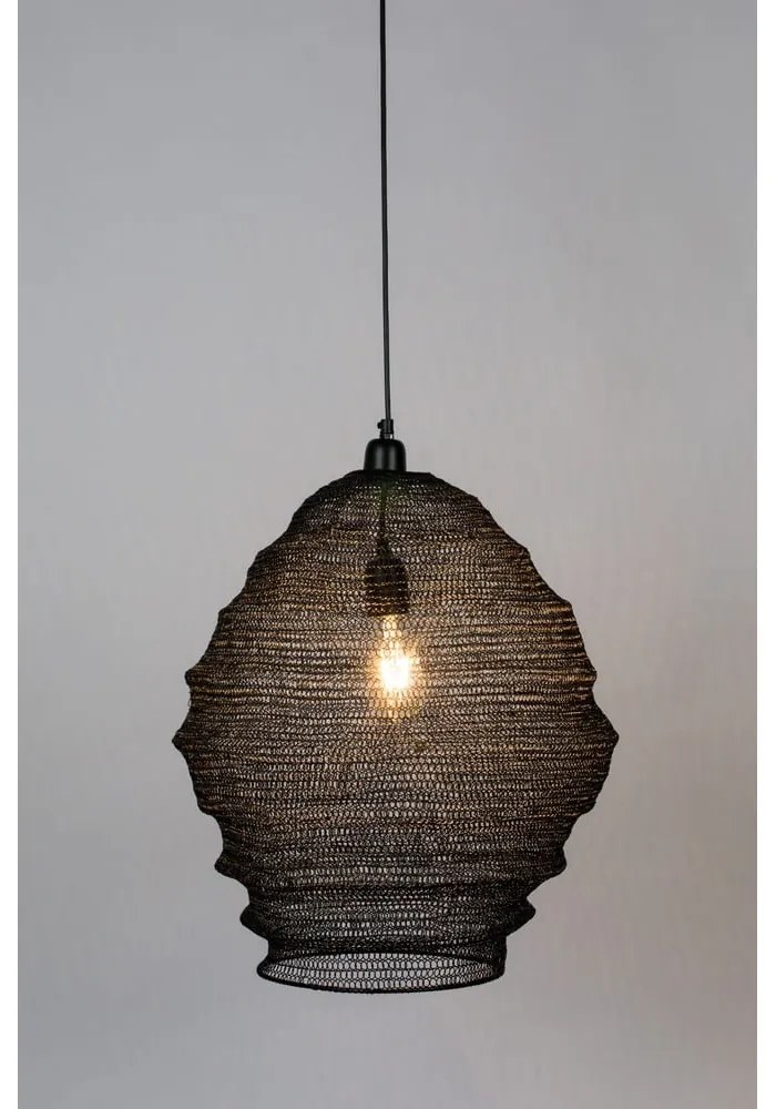 Čierne závesné svietidlo White Label Lena, ø 48 cm