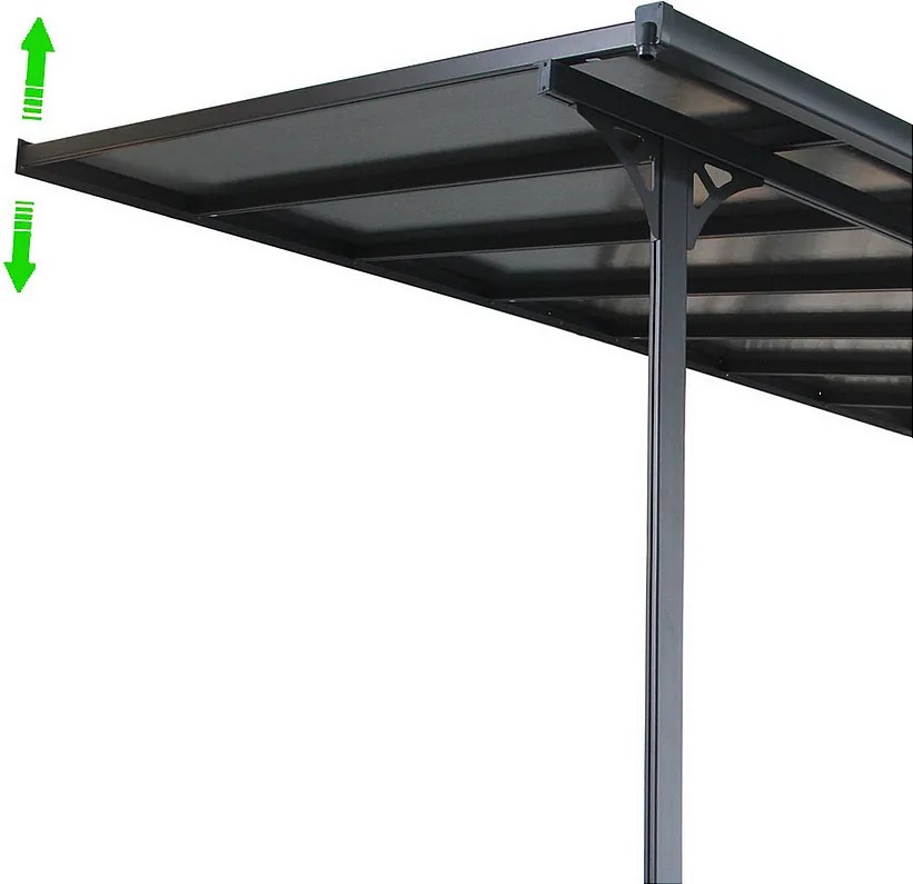 Pergola 557 x 305 cm (čierna + šedý polykarbonát)