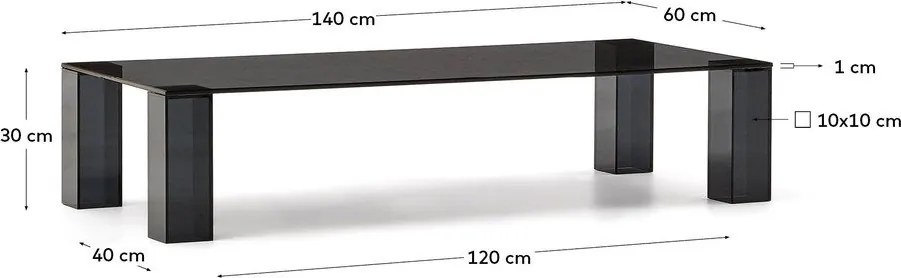 Tmavosivý sklenený konferenčný stolík 60x140 cm Adularia – Kave Home